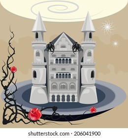 Vector castle on an abstract background