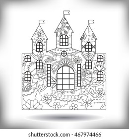 Vector castle painted silhouette isolated on white