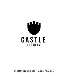Vector castle with shield logo design concept template illustration idea