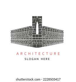 Vector castle wall logo. Tower and security symbol or icon. Unique fortress and guard logotype design template for branding. Real estate and insurance