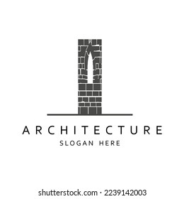 Vector castle wall logo. Tower and security symbol or icon. Unique fortress and guard logotype design template for branding. Real estate and insurance