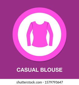 vector casual blouse template, design fashion illustration - shirt symbol