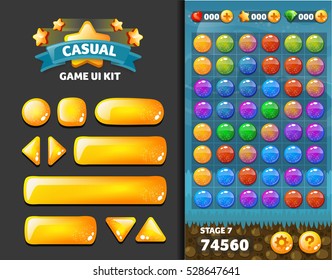 Botones de vidrio informales vectoriales para juegos móviles y fondo