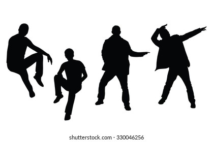 Vector casual man silhouette set