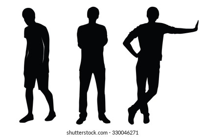 Vector casual man silhouette set