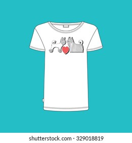 Vector casual t-shirt with print. Easy editable and recolor.