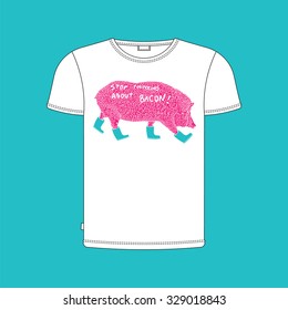 Vector casual t-shirt with print. Easy editable and recolor.