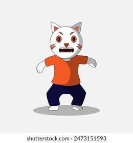 Ilustración de mascota enojada de gato de Vector