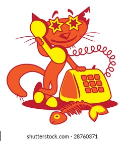 Vector Cat Answering The Phone