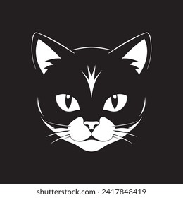logotipo negro de gato vectorial para diseño de camisetas en blanco y negro