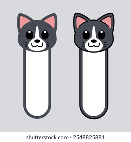 Vector Cat Bookmark Flat Design Illustration