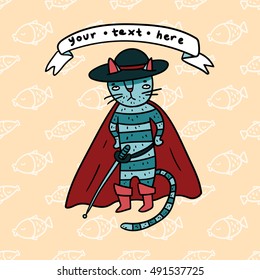Vector cat in boots card