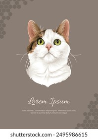 Vector Cat Breed Domestic cat 1 wall decor ideas Portrait. realistic animal images. Hand drawn dog isolated. for room decoration, events, etc