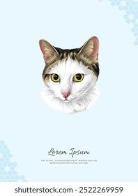 Vector Cat Breed Japanese Bobtail. wall decor ideas Portrait. realistic animal images. Hand drawn cat isolated. for room decoration, events, etc