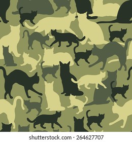 vector cat camouflage seamless vector pattern