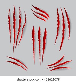 Vector Cat Claws Marks Set. Mark Of Claw, Illustration Scratch Of Animal Claw