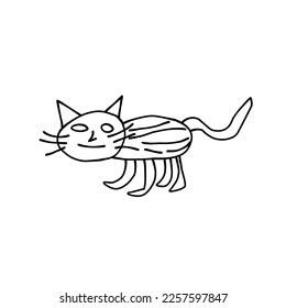 Vector cat cute kids draw 