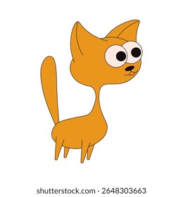 Vector cat. Cute Whimsical cat isolated transparent background. Ideal for kids prints, nursery art, poster, stickers, card cover print. EPS 10