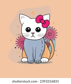 Vector of a cat design on white background. Pets, Animals.