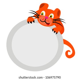 vector - Cat and dish.Concept:You can write your text in the empty blank.