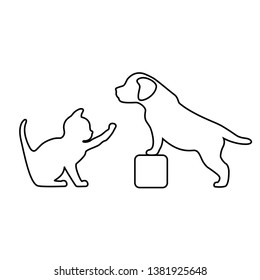 vector cat and dog objects set