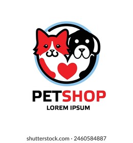 vector of cat and dog pet shop or animal shelter symbol