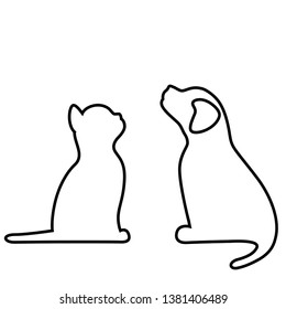 vector cat and dog are sitting