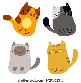 Vector cat doodle style. different breeds of cats