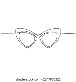 Vector cat eye sunglasses one line continuous drawing illustration  Hand drawn linear silhouette icon  Minimal design element for print  banner  card  wall art poster  brochure 