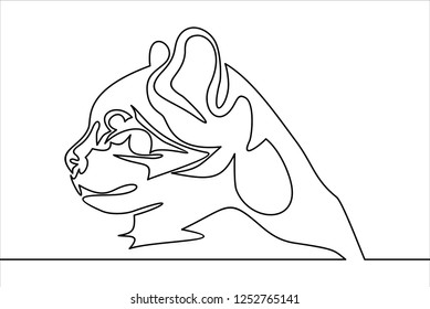 Vector of a cat face design on white background.Continuous one line
