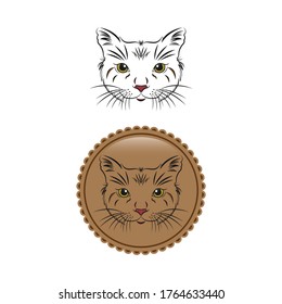 Vector of a cat face design on white background, Pet. Animals. Easy editable layered vector illustration.EPS 10