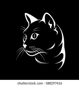 Vector of a cat face design on black background, Vector illustration. Pet