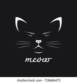 Vector of a cat face design on black background. Pet. Animal.