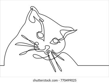 Vector of a cat face design-continuous line drawing