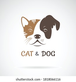 Vector of cat face and dog face design on a white background. Pets. Animal. Easy editable layered vector illustration.