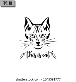 Vector de un icono de la cara de un gato para el logotipo blanco y negro animal, Firma, Diseño. símbolo. Ilustrador. sobre fondo blanco