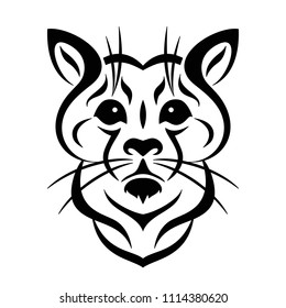 Vector cat face tattoo sketch wild animal line art portrait