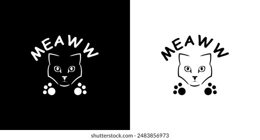 vector cat face and writing meaww