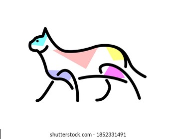 Vector cat in filling shapes style