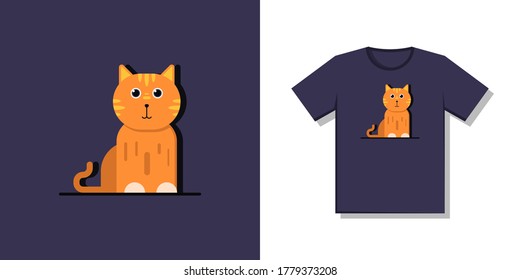 Vector cat with flat design style. Screen printing designs for t-shirts