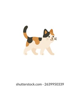 Vector cat flat icon. Cute kitten pet cartoon animal little icon. Happy simple cat isolated icon.