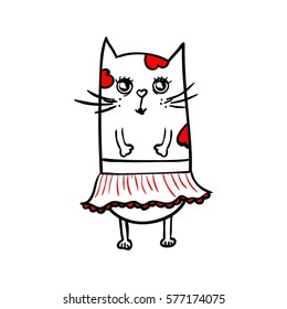Vector cat girl in Valentine's Day