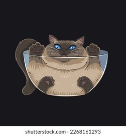 Gato vectorial en una ilustración divertida de la copa Bowl