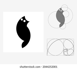 Vector cat in golden ratio style
