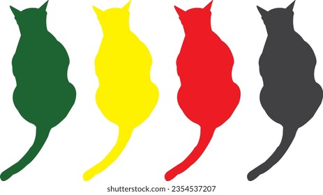 vector cat green yellow red black top view