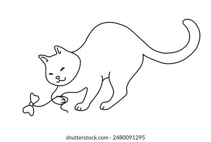 Сlindo Vector gato. Ilustración vectorial dibujada a mano Linea de arte.