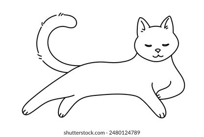 Сute vector cat. Hand drawn vector illustration. Line art.