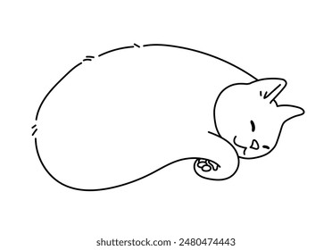 Сute vector cat. Hand drawn vector illustration. Line art.