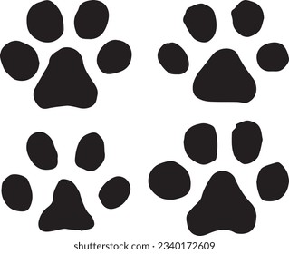 Vector cat hand drawn paw prints