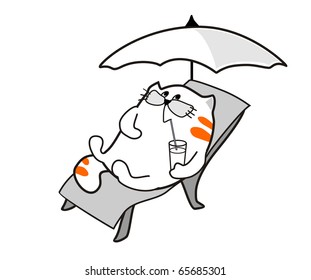 Vector. Cat has a rest set